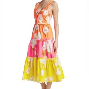 Farm Rio Color Block Floral Dress